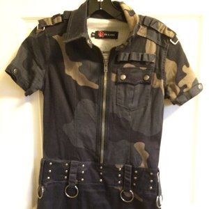 GOTH CAMO ILLIG BRAND MILITARY MINI DRESS SIZE XS